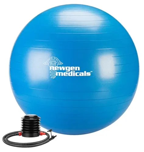 newgen medicals Yoga-Balance-Ball: Sitz- und Gymnastikball, auch für Yoga, Anti-Platzen, 65 cm, blau (Gymball, Training Geräte, aufblasbar)
