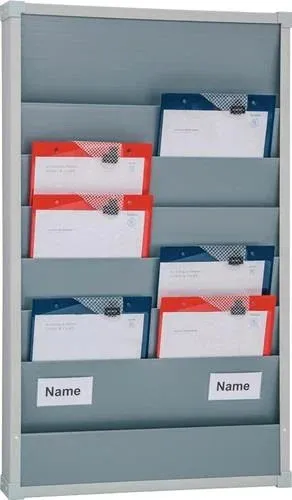 Eichner Werkstattplaner 2-reihig, grau - Wandtafeln mit Platz für 12 DIN A4 Auftragstaschen, ausgestattet mit 6 Schienen für optimale Organisation in Werkstätten.