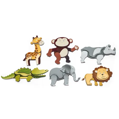 EDUPLAY 120673 Magnetpuzzle Wildtiere - Kreatives Holzsteckpuzzle mit Magneten für kleine Entdecker. Fördert die motorischen Fähigkeiten und das Spielvergnügen. Ideal für den Spielspaß zu Hause oder im Kindergarten.