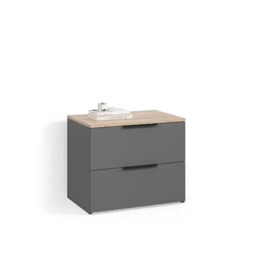 Livinity Kommode Piave, Anthrazit, 60 x 50 cm mit 2 Schubladen