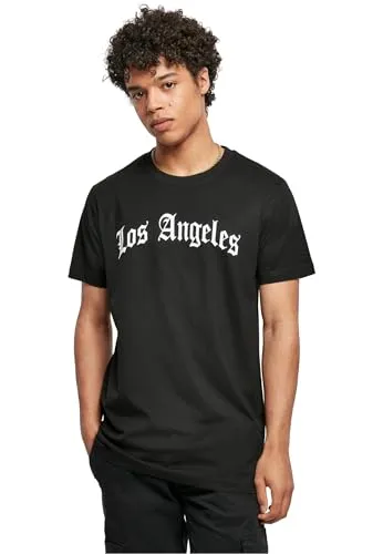 MisterTee Herren Los Angeles Wording Tee - Herren-Shirt aus 100% Baumwolle in schwarzer Farbe, ideal für einen lässigen Look. Maschinenwaschbar und bequem für den Alltag.