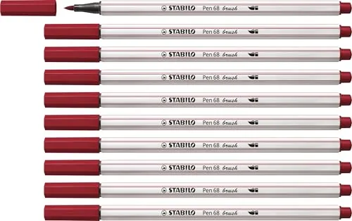 STABILO - Premium-Filzstift mit Pinselspitze für variable Strichstärken - Pen 68 brush - 10er Pack - purpur