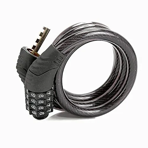 SHULLIN kabelschlösser Fahrradschloss 100cm/10mm Kabelschloss Mit hoher Sicherheitsstufe 4-Stellig Zahlencode Zahlenschloss Kombination Schloss für Fahrrad Tricycle Scooter Motorrad（Schwarz）