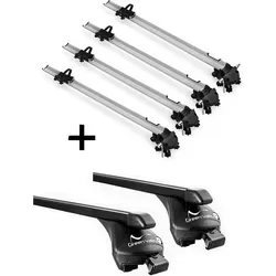 4x Fahrradträger Bike Pro + Relingträger Quick kompatibel mit für VW T-Cross (5 Türer) ab 2019 offene Reling