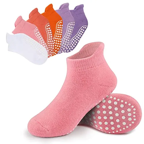 Mowenti Stoppersocken Mädchen ABS Baby Socken Antirutschsocken 6 Paar Jungen 6-12 Monate Kleinkind Krabbelsocken Kinder Bunt_2 Kurze