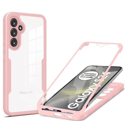 360° Grad Hülle für Samsung Galaxy S25 mit Integriertem Displayschutz Rosa