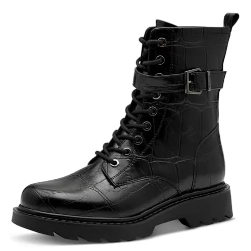 Tamaris Schnürstiefel 41 in Schwarz - Stylische Schnürstiefel in Größe 41, aus robustem Synthetik gefertigt. Mit praktischem Reißverschluss und rutschfester TPU-Sohle ideal für den Alltag.