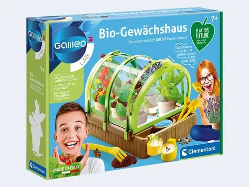 Bio-Gewächshaus - Galileo LAB, modernes Design aus recyceltem Kunststoff, inkl. Bio-Samen und Werkzeugset für junge Botaniker
