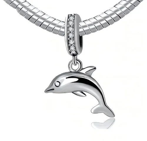 PANDACHARMS Delfin Charm Anhänger für Charm Armband aus 925er Sterling Silber - Charm Anhänger aus feinem 925er Sterling Silber, perfekt für individuelle Armbänder und eine schöne Geschenkidee für Tierliebhaber.
