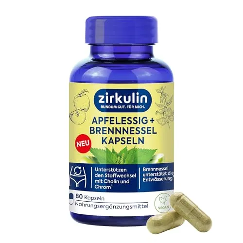 Zirkulin Apfelessig + Brennnessel Kapseln – Vegan & frei von Zusatzstoffen