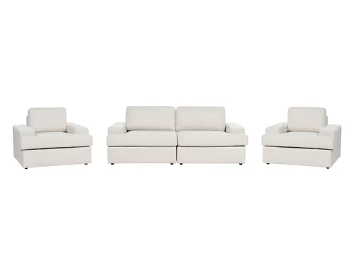 BELIANI 3-Teiliges Sofa Set Hellbeige – Komfortable Couchgarnitur mit breiten Armlehnen