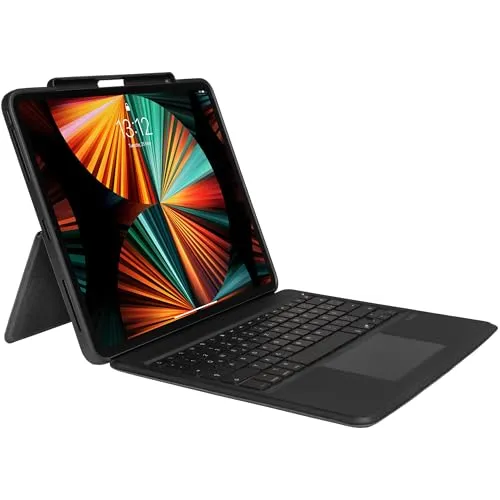 Gecko Covers Hülle iPad Pro 12.9 2021/2020 - Keyboard Cover 2.0 - Tablet-PC-Zubehör mit integrierter, spritzwassergeschützter Tastatur für effizientes Arbeiten und flexibles Tippen in jedem Winkel.