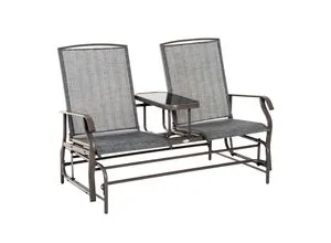 Outsunny Gartenbank Schaukelstuhl 2-Sitzer mit Tisch in braun von Outsunny