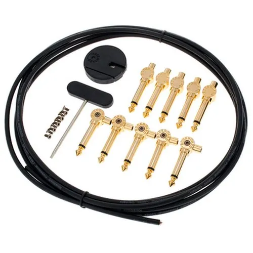 Rockboard PatchWorks Patch Cable GD - 3 m Solderless Patch Cable Set mit einzigartigem 2-Richtungs-Stecker Design, ideal für Musiker und Tonstudios, Plug'n'Play ohne Ab-Isolieren.