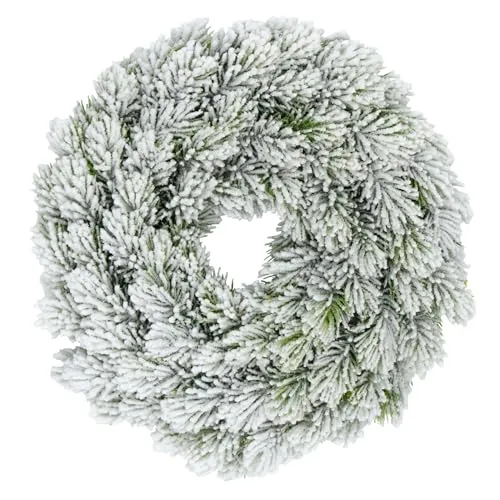 Künstlicher Tannenkranz halbgebunden mit Kunstschnee - 30 cm - Hochwertiger Adventskranz mit naturgetreuen Tannenspitzen - Weihnachtskranz Türkranz Tischkranz Deko für Weihnachten Advent