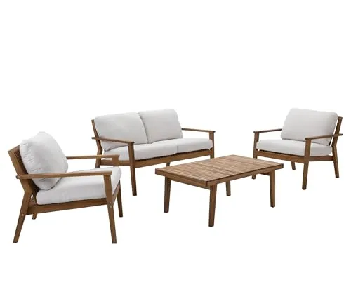 Dehner Garten-Lounge Santiago, 4-teilige Outdoor Sitzgruppe in beige von DEHN