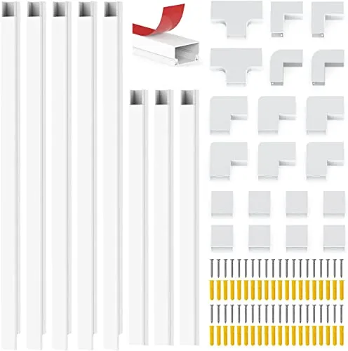 Kabelkanal Selbstklebend Weiss - Mini Kabel Verstecken für Haushalt & Büro - Hochwertiger Kabelkanal aus PVC, ideal zum Verbergen von bis zu 10 Kabeln, schnell und einfach selbstklebend anzubringen. Schützt Ihre Familie vor Stolperfallen und sorgt für Ordnung!