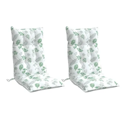 vidaXL Hochlehner-Auflagen 2 Stk. Blattmuster in weiß von vidaXL