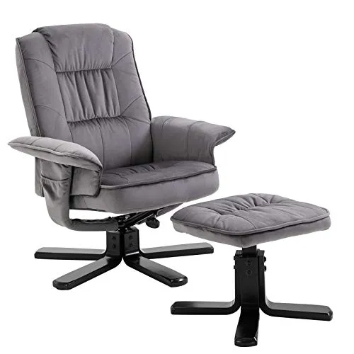 IDIMEX Relaxsessel CHARLES mit Hocker - Sessel aus Samtstoff mit Liegefunktion und seitlicher Aufbewahrungstasche, ideal für entspannte Fernsehabende.