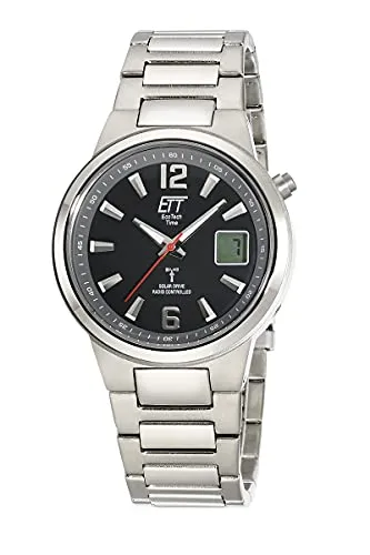 ETT Eco Tech Time Funk Solar Herren Uhr Analog mit digitalem Datum mit Titan Armband EGT-11465-51M