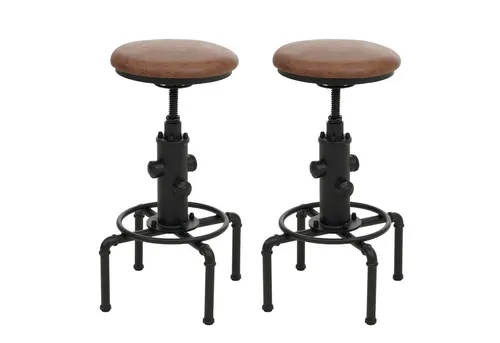 PROREGAL® Barhocker 2x Barhocker Sitzhöhe 62-85cm Braun drehbar Metall Kunstleder