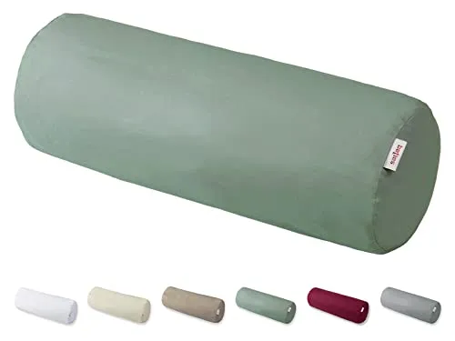 beties BasicSoft Nackenrollenhülle ca. 15x40 cm 100% Baumwolle Premium Jersey Nackenrolle Nackenrollen-Bezug Nacken-Kissen - Natural-grün