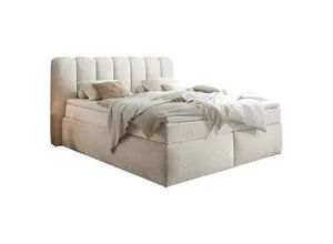 Boxxx Boxspringbett, Creme, Textil, H3 + H4, 7-Zonen, Höhe ca. 18 cm, 180x200 cm, Matratze, gepolstertes Kopfteil, Topper durchgehend, Wendematratze mit unterschiedlichen Härtegraden, Kingsize, Schlafzimmer, Betten, Doppelbetten