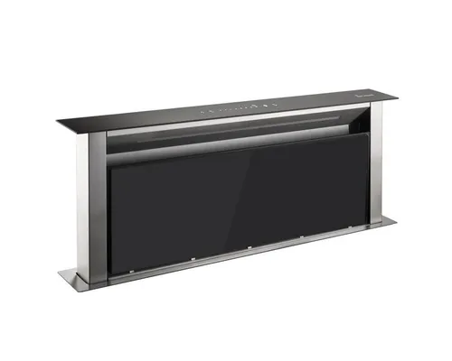 Dunstabzugshaube DRAFT600 - 60 cm Tischabzug in Edelstahl mit schwarzem Glas, A++ Energieeffizienz und leiser Betrieb für stressfreies Kochen