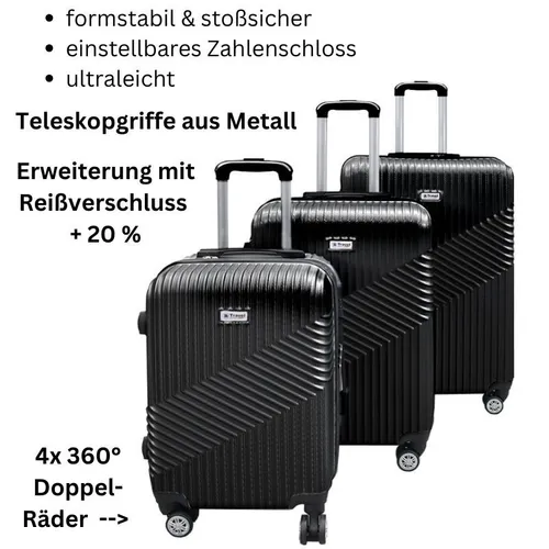 Reisekoffer ABS Hartschale 3-er Set schwarz