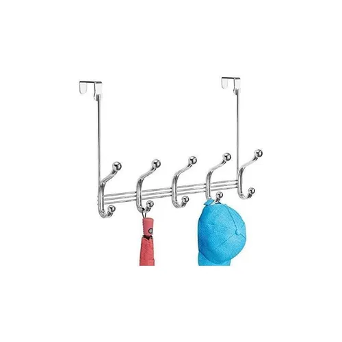 mDesign Hakenleiste Tür chrom 10 Haken Türgarderobe Garderobe Handtuchleiste