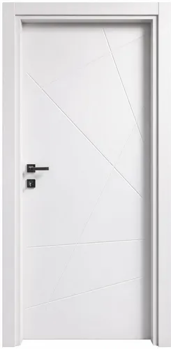 Moderne weiße Holzinnentür mit Muster - PVC-Tür tf1039 - Elegante Kompletttür in Weiß (90 x 200 cm) für verschiedene Wohnräume. Mit einfachem Schließmechanismus und stilvollem Design. Ideal für eine moderne Raumgestaltung.