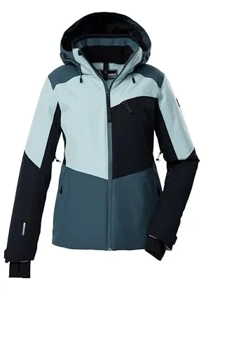 killtec KSW 39 WMN Ski Jacket hellpetrol (00744) 46 - Funktionsjacke für Damen, ideal zum Skifahren. Mit 10.000 mm Wassersäule, atmungsaktiv und umweltfreundlich durch recyceltes Material. Regulierung der Kapuze und rutschfester Schneefang für optimalen Komfort.