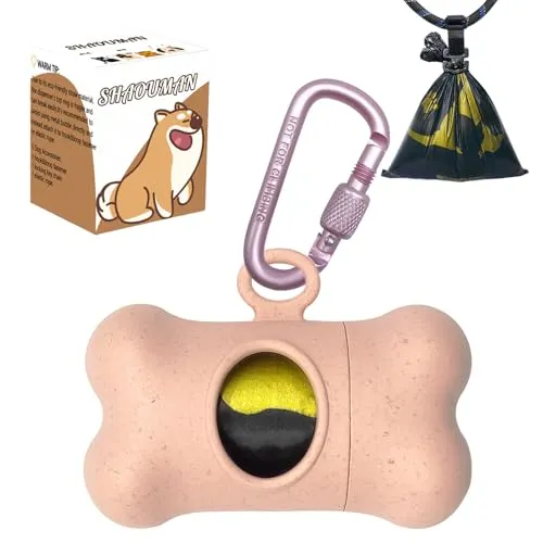 SHAOUMAN Hundekotbeutel-Spender in Knochenform Hundekotbeutel-Halter Hundekotbeutel-Spender mit auslaufsicheren grünen Kotbeuteln für das Gassi gehen mit dem Hund (Rosa,1 Halter 15 Stück)