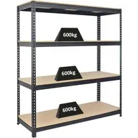 PROREGAL® Schwerlastregal BISON 200x180x60cm - Schwerlastregal mit 4 höhenverstellbaren Fachböden, Traglast von 600 kg pro Boden und robustem Stahl, ideal für Werkstätten und Lagerhallen.