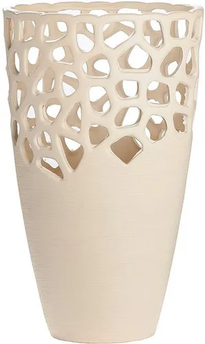 GILDE Deko Vase aus Keramik - Creme, 38 cm hoch - Vase aus Keramik mit elegantem Lochmuster, ideal für moderne und klassische Dekoration. Perfekt als Geschenk zu Anlässen wie Geburtstagen oder Hochzeiten.