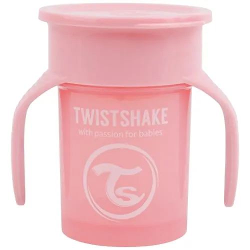 Twistshake 360 ​​Tasse | Baby-Schnabeltasse mit 360°-Trinkrand - 230 ml | Lernbecher für Kinder mit Henkeln | Auslaufsicherer Trinkbecher für Kleinkinder | BPA-frei | 6+ Monate | Rosa