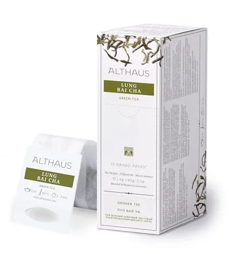 Althaus Tee LUNG BAI CHA ⋅ Grüner Tee im großen Teenetz ⋅ GRAND PACK ⋅ Chinesische Grünteespezialität ⋅ 15 x 4g