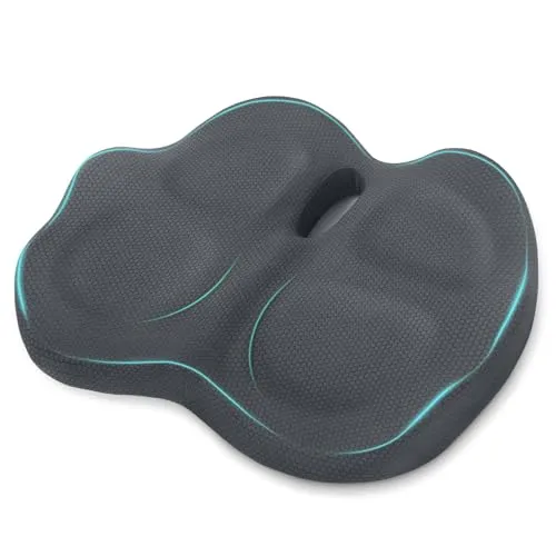 Retazly Sitzkissen Orthopädisch mit Memory Foam, Ergonomisches Steißbeinkissen für Bürostuhl, Auto & Rollstuhl, Steißbeinentlastung und Sitzkomfort, mit Rutschfester Boden, Grau
