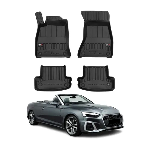 OMAC Premium Gummi Fußmatten für Audi A5 Coupé Cabriolet F5P 2016-2024 - Hochwertiges Fußmatten-Set aus wasserfestem, rutschfestem Gummi für optimalen Fahrzeugschutz. Ideal für alle Wetterbedingungen und leicht zu reinigen.