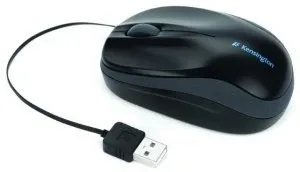 Kensington Pro Fit Retractable Mobile Mouse - optische USB-Maus, verkabelt, schwarz, perfekt für unterwegs mit praktischem Rückzugsmechanismus