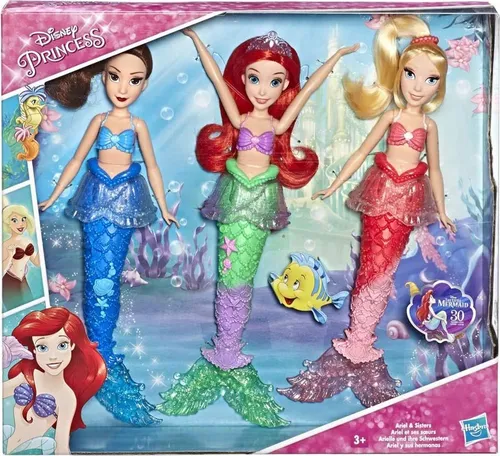 Hasbro E5052EU50 - Disney Princess - Puppen mit Zubehör, 3er Pack, Arielle die Meerjungfrau