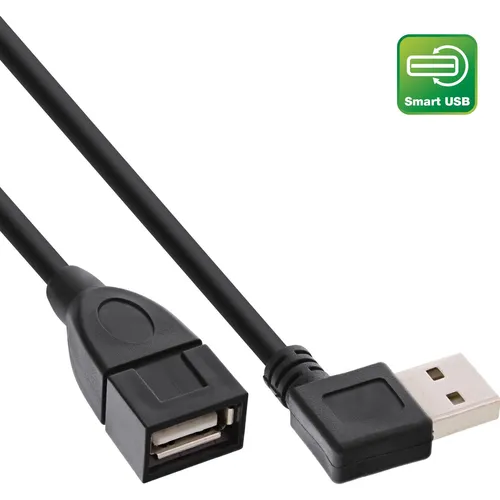 InLine 34602R Smart USB 2.0 Verlängerung gewinkelt, Stecker / Buchse, Typ-A, schwarz, 0,2m