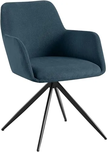 CLP Esszimmerstuhl Olema Cord, 180° drehbar und bis 150 kg belastbar - Esszimmerstuhl mit hoher Bequemlichkeit und schwenkbarer Funktion. Ideal für Esszimmer, Küche oder Wohnzimmer, bietet Komfort und modernes Design.