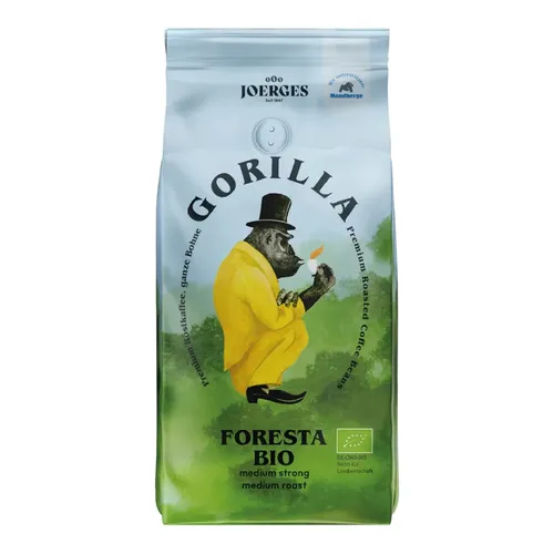 Gorilla Foresta ganze Bohnen 1kg - Kaffee, 100% Arabica-Bohnen für ein vollmundiges Aroma und nachhaltigen Genuss
