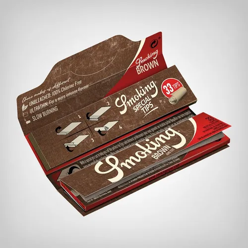 Smoking Brown King Size Slim Longpapers + Tips - ungebleicht, langsamer Abbrand