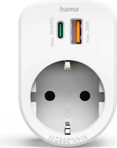 Mehrfachstecker 3er f. Steckdose, 1 USB-C PD, 1 USB-A, 1 Schutzkontakt, 30W (00223343)
