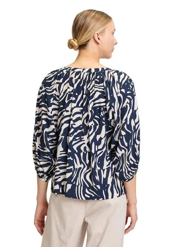 Betty&Co Kurzarmbluse Bluse Kurz 3/4 Arm Dark Blue/Nature