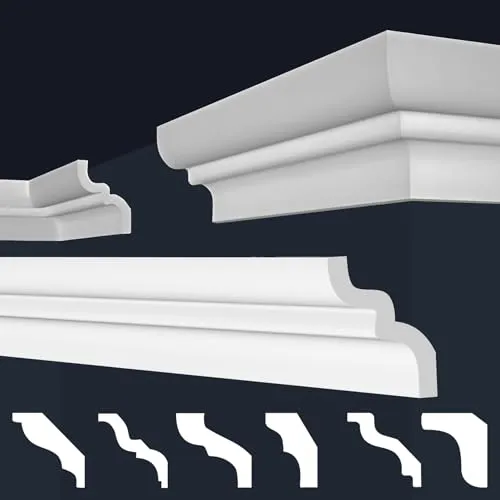 marbet design Stuckleiste E-9, Maxi-Sparpaket - Elegante Deckenleisten aus XPS Styropor - Deckenleisten für zeitlose Eleganz im Innenraum, aus leichtem und robustem XPS, feuchtigkeitsbeständig und einfach zu montieren.