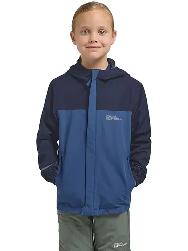 Jack Wolfskin Übergangsjacke Blau, Größe 128 für Kinder - Funktionsjacken für Kinder, ideal für wechselhaftes Wetter, mit elastischen Abschlüssen und praktischen Eingrifftaschen.