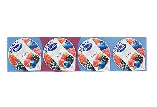 Hero Frutti di Bosco Konfitüre Einzeldosis 4 x 25g - Brotaufstriche: Italienische Beerenmarmelade in praktischen Einzeldosen, perfekt für unterwegs oder im Büro.